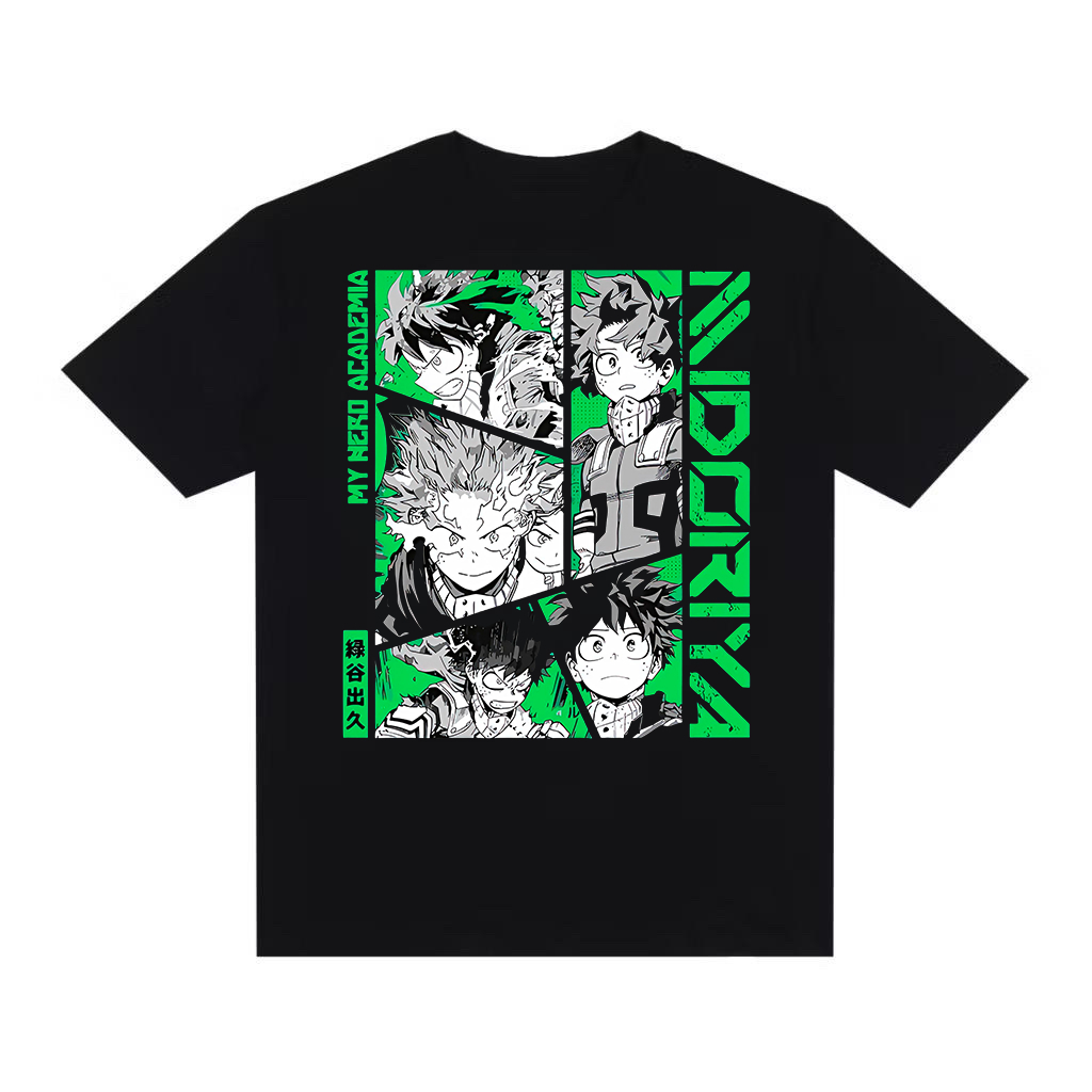 Camiseta Streetwear Nerd Geek Otaku Midoriya Deku Boku No Hero My Hero Academia Camisa Oversized Estilosa Estampada Y2K
