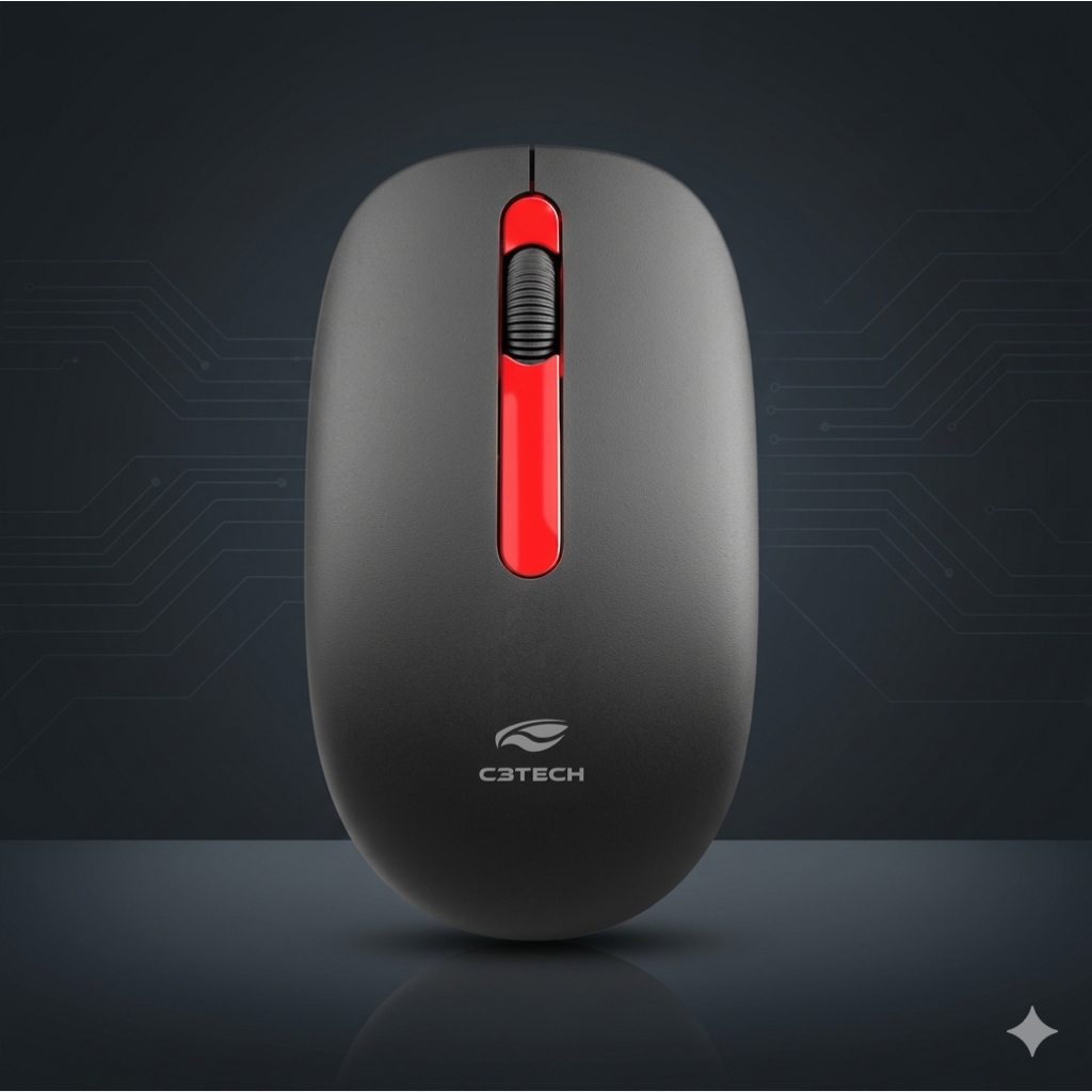 Mouse Sem Fio C3Tech M-W15RBK Wireless Óptico USB para Notebook