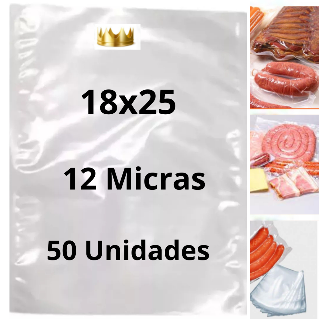 Sacos de Embalagem a Vácuo lisa 18x25 12 micras - 50 Unidades
