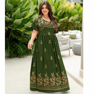 Vestido moda evangélica elegante luxo duna bordado maravilhoso em Oferta na Shopee