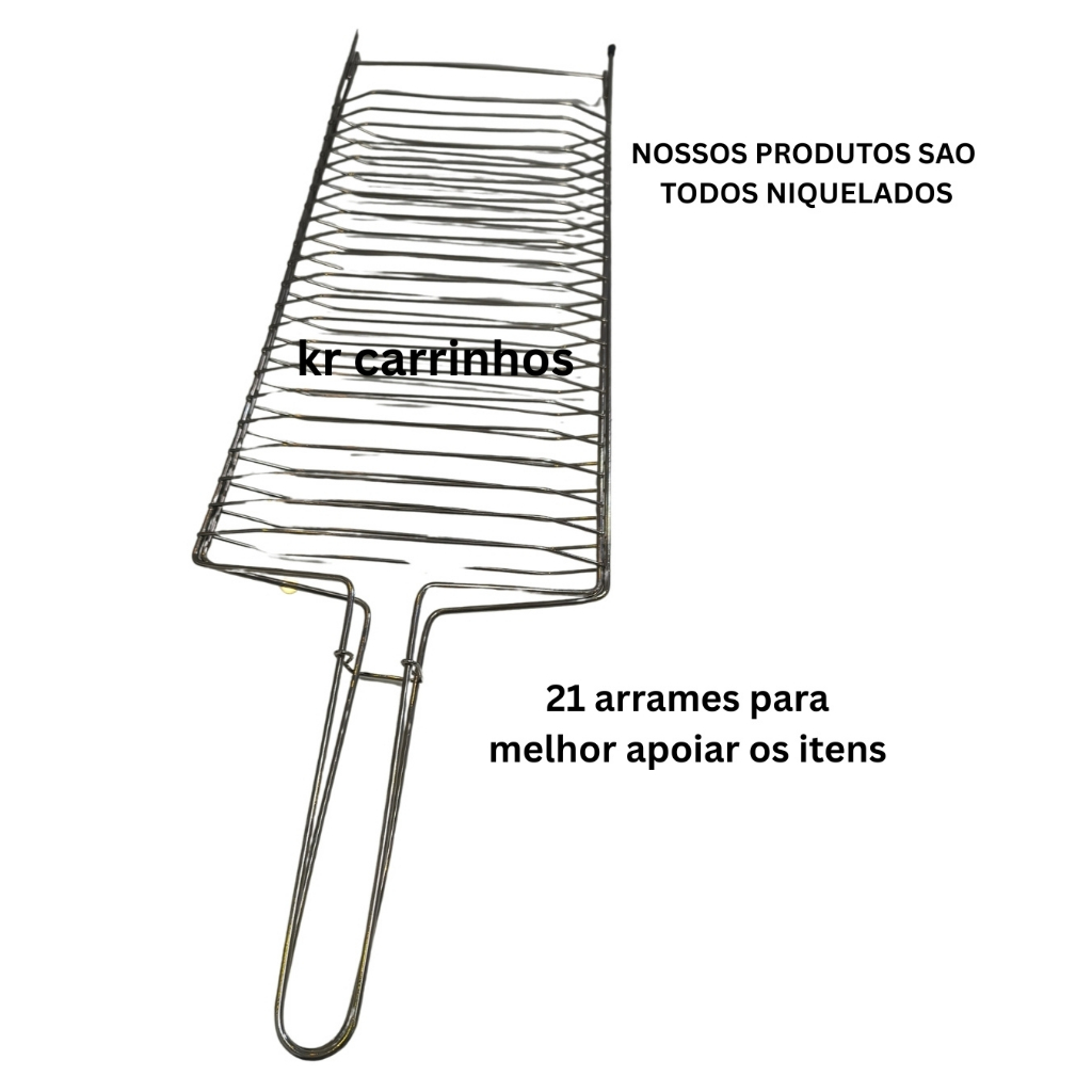 Grelha Dupla Folha Grande Premium 70 x 20 churrasco Peixe Frango Linguiça Aço
