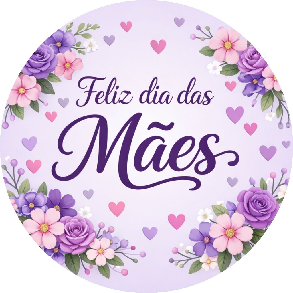 Kit 40 / 50 / 80 / 100 / 120 / 150 / 200 Adesivos Feliz Dia das Mães - Medida 3x3 ou 4x4 ou 5x5 - Modelo 2