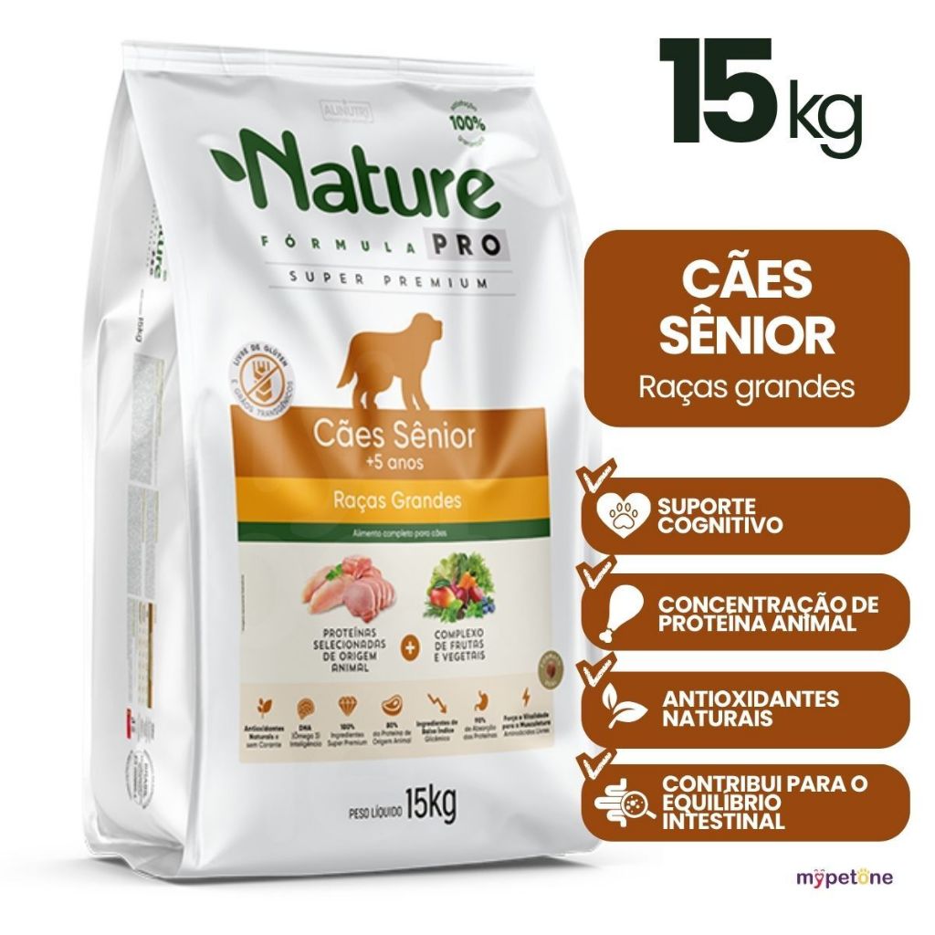 Ração Nature Pro Sênior Cães Adultos Raças Grandes 15kg