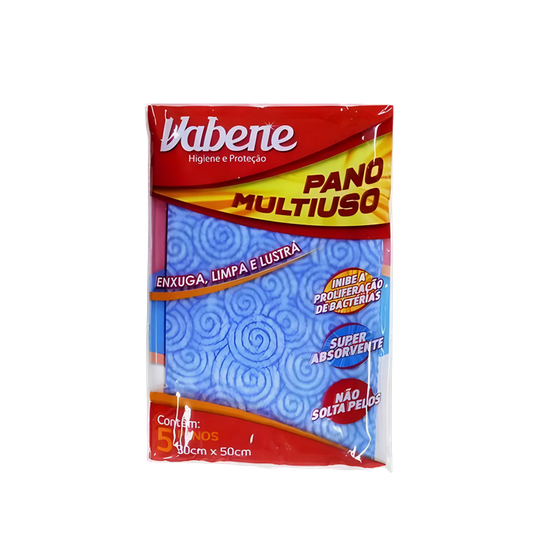 Pano Multiuso Tipo Perfex Lavável 28x50cm Vabene Pacote com 5 Unidades Alta Absorção Limpeza Geral
