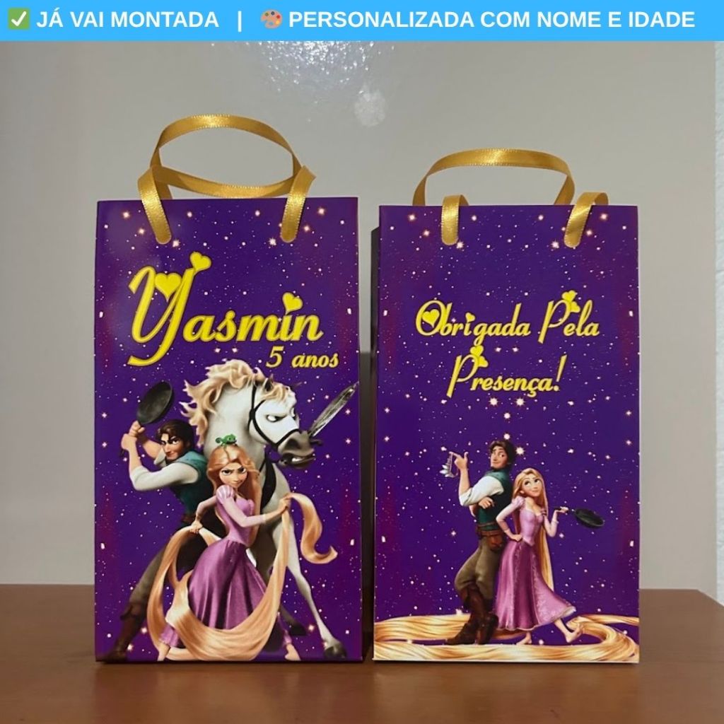 Sacolinha Personalizada Surpresa Rapunzel Enrolados Festa Infantil | Lembrancinha Aniversário