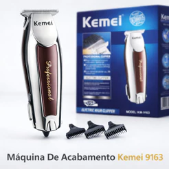 Máquina Acabamento Kemei KM-9163 Sem Fio Barbeador Cabelo Barba Pezinho Profissional