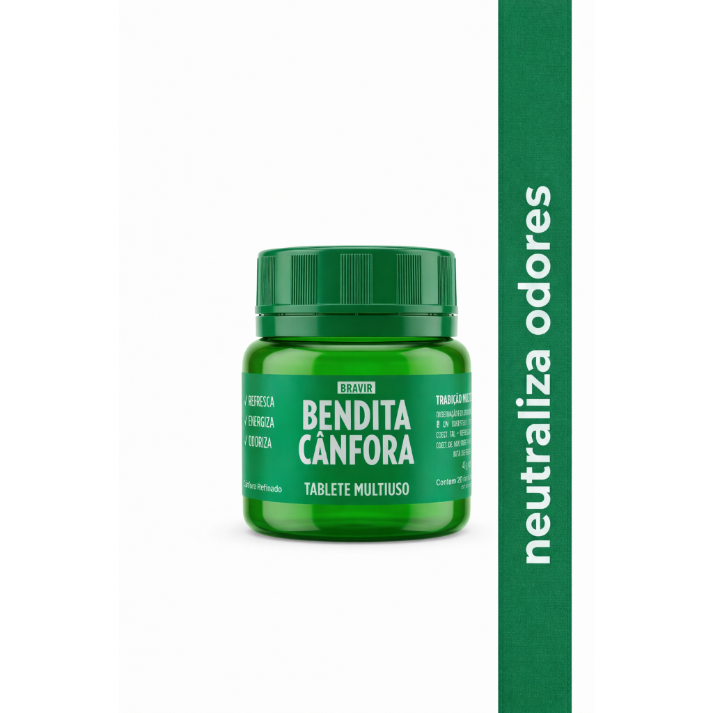 Aromatizador Cânfora Bendita Cânfora | Neutraliza Odores | Pote 30 Pastilhas | Kit 1/2/3un | Casa