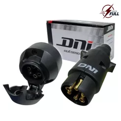 Kit Tomada Elétrica Carretinha Caminhão Reboque Conector Fêmea Macho 6 Polos Bivolt 12/24v Nylon DNI