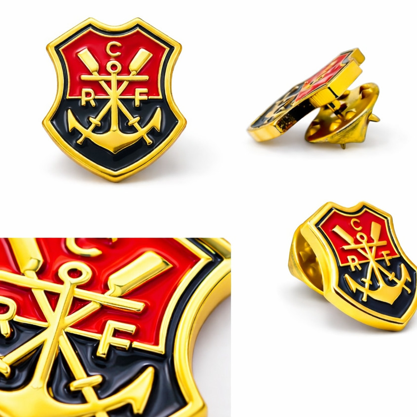 BOTON DOURADO BRASÃO REMO PIN OFICIAL FLAMENGO