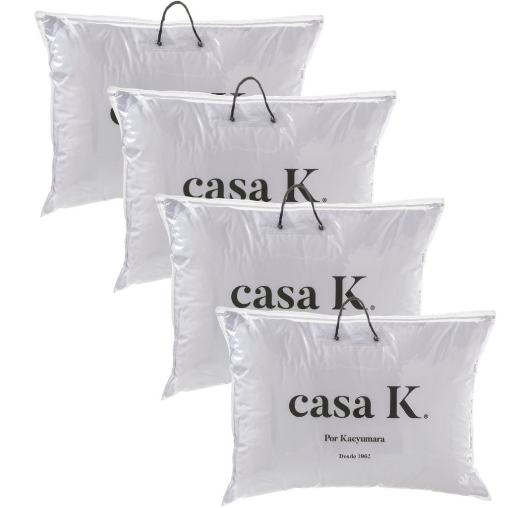 Kit 04 Travesseiros Kacyumara Toque de Pluma 100% Algodão 233 Fios