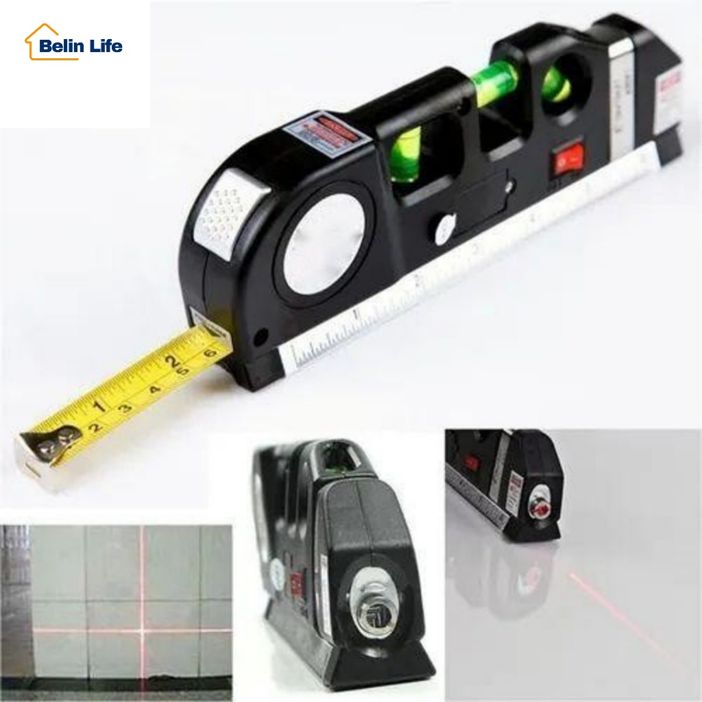 Nível Laser Profissional com Trena e Régua Nivelador 3 em 1 Horizontal Vertical Multiuso Luatek LV-03