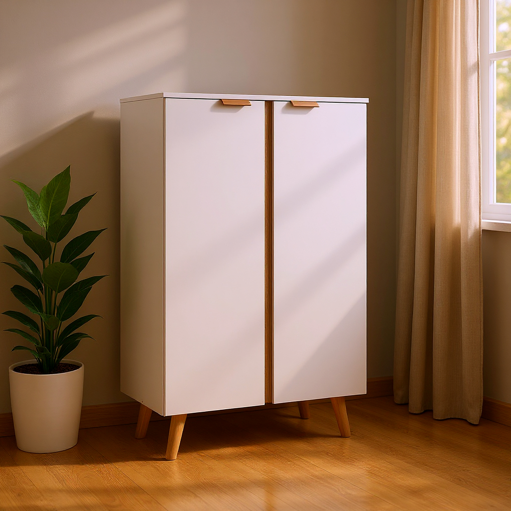 Sapateira Multiuso Armário com 3 Prateleiras e 2 Portas Entrada Sapato Tênis e Organizador para Hall