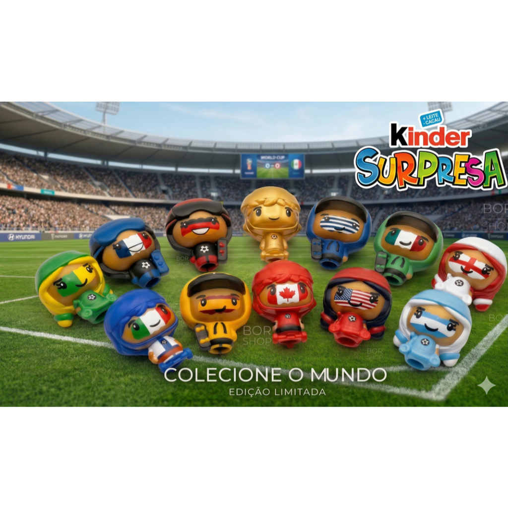 Brinquedo Colecionável Kinder Ovo - Torcedores da Copa do Mundo 2026