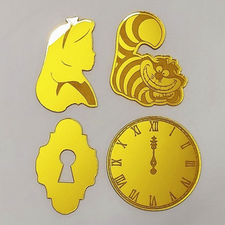 Kit 10-20 ou 30 Aplique Alice no pais das maravilhas acrilico dourado FAST-24HR
