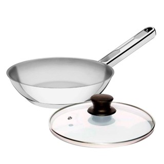 Frigideira Tramontina Allegra 20cm Aço Inox Indução e Tampa em Oferta na Shopee