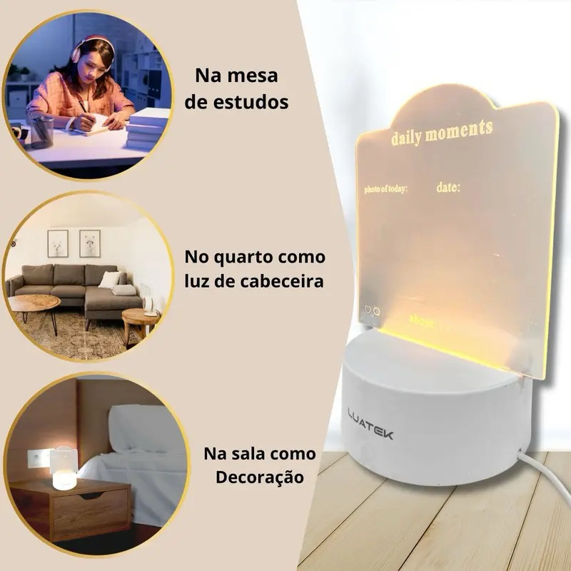 Luminária LED com Lousa 3D Luatek