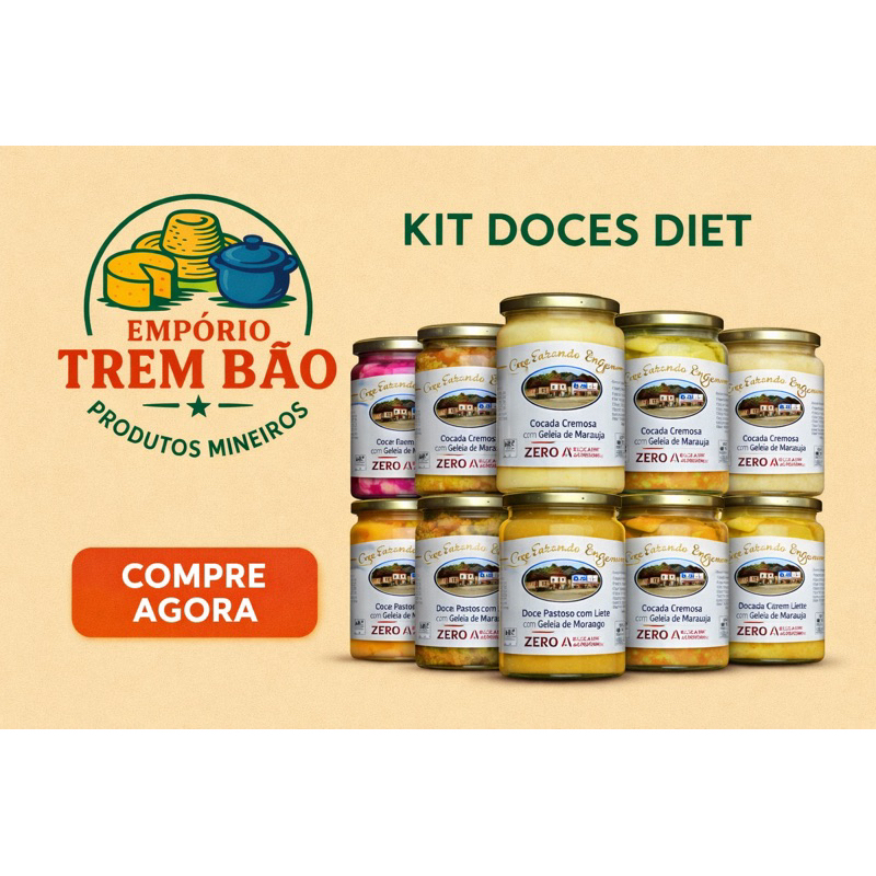 kit Doce de leite e cocada cremosa Diet sem adição de açucares- Fazenda do Engenho