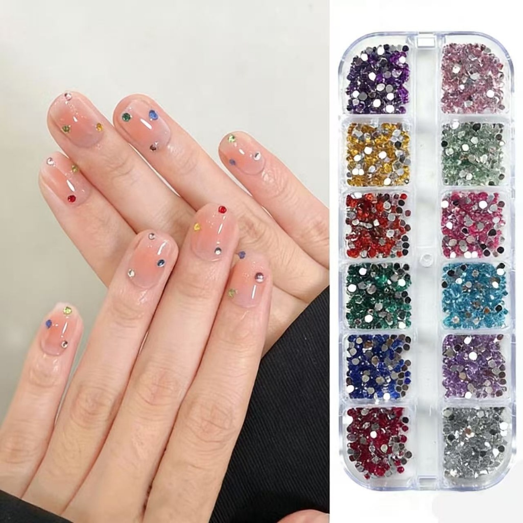 Kit12 Caixa Strass Decoração e Brilho Similar a Swarovskimaquiagem Esmalte e Cristais Assimétricos de Cor.
