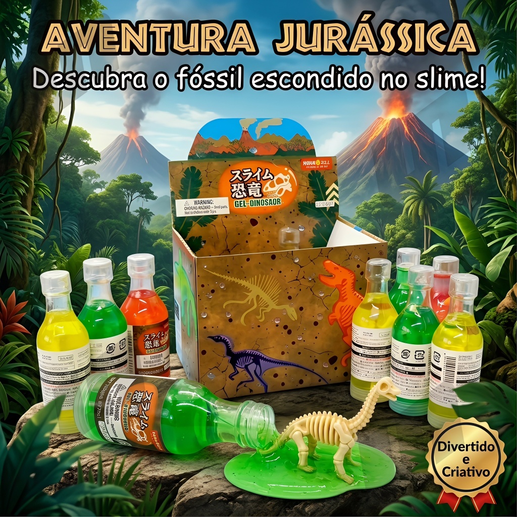 Slime Cristal Dinossauro no Pote Mundo Jurássico Brinquedo Decorativo 4632