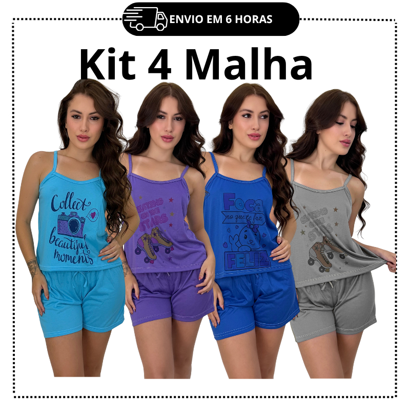 Kit 4 pijamas baby dool MALHA short dool em Oferta na Shopee