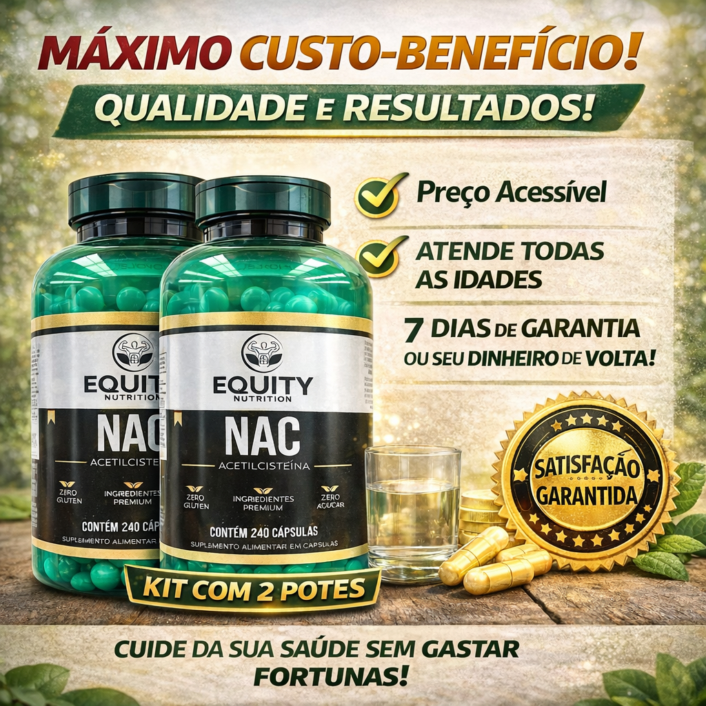 NAC 480 cápsulas kit com 2 Alta Absorção Fórmula Concentrada Detox Poderoso Imunidade Original Puro