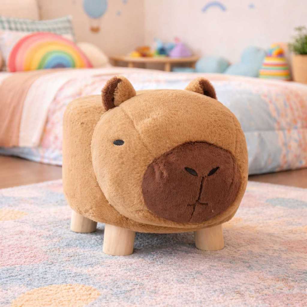 Mini Puff Banqueta Infantil Capivara Decoração Quarto Festa Brinquedoteca 40CM Capivarinha