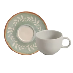 Xícaras De Chá Com Pires Coup Stoneware New Mediterrâneo 230ml Porto Brasil
