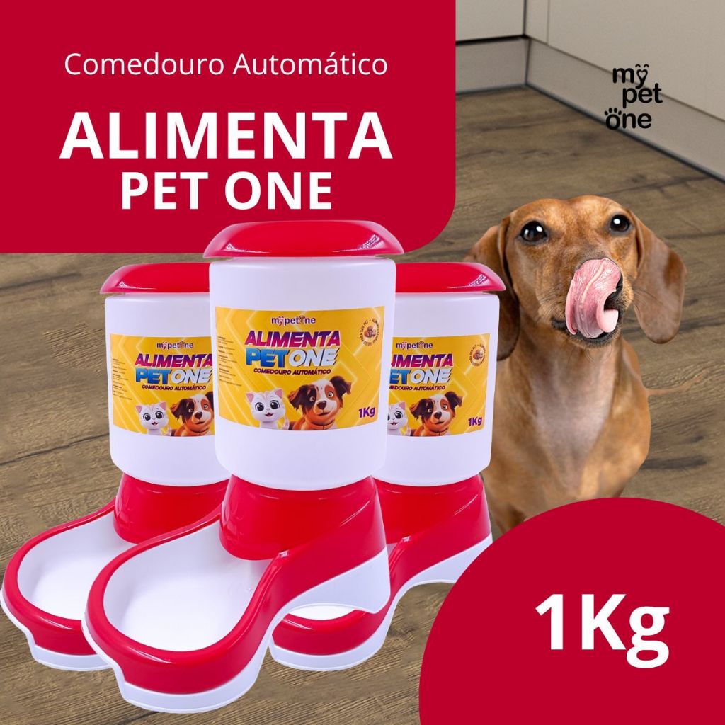Kit 3 Comedouro Automático Truqys Pets Vermelho com Galão - 1Kg