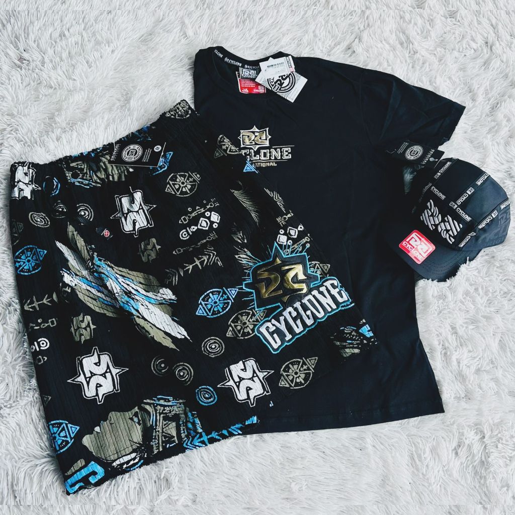 Kit Bermuda Da cyclone Veludo Blue Chave + Camisetas Da Cyclone New+ boné