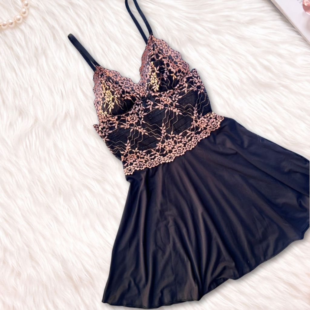 Mit Lingerie Vestido Feminino De Dormir Camisola Sensual De Renda Sem Bojo — imagem 2 de 2
