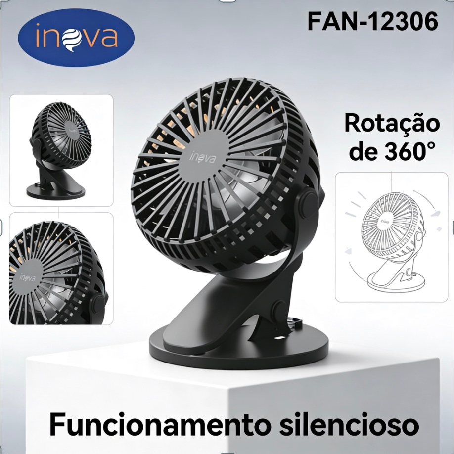 Ventilador Portátil  RegarregavelDe Mesa Bateria Recarregácvel Presilha