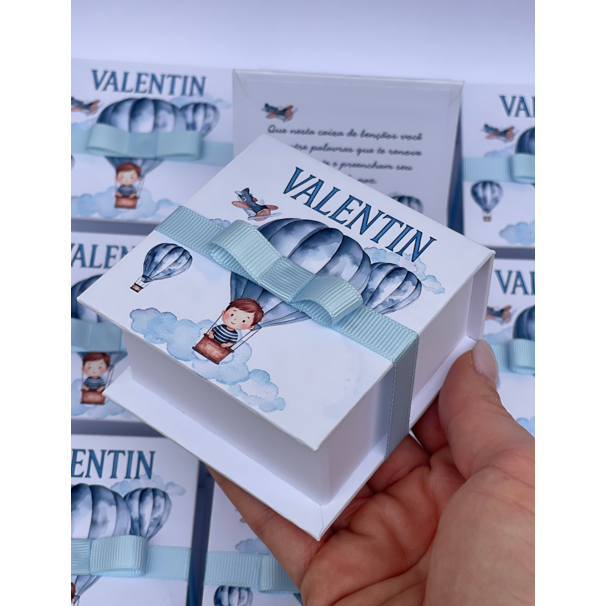 5 Caixinhas de Bençãos Lembrancinha PERSONALIZADA Versículos Orações Aniversário Batizado Maternidade Tema Balão Menino