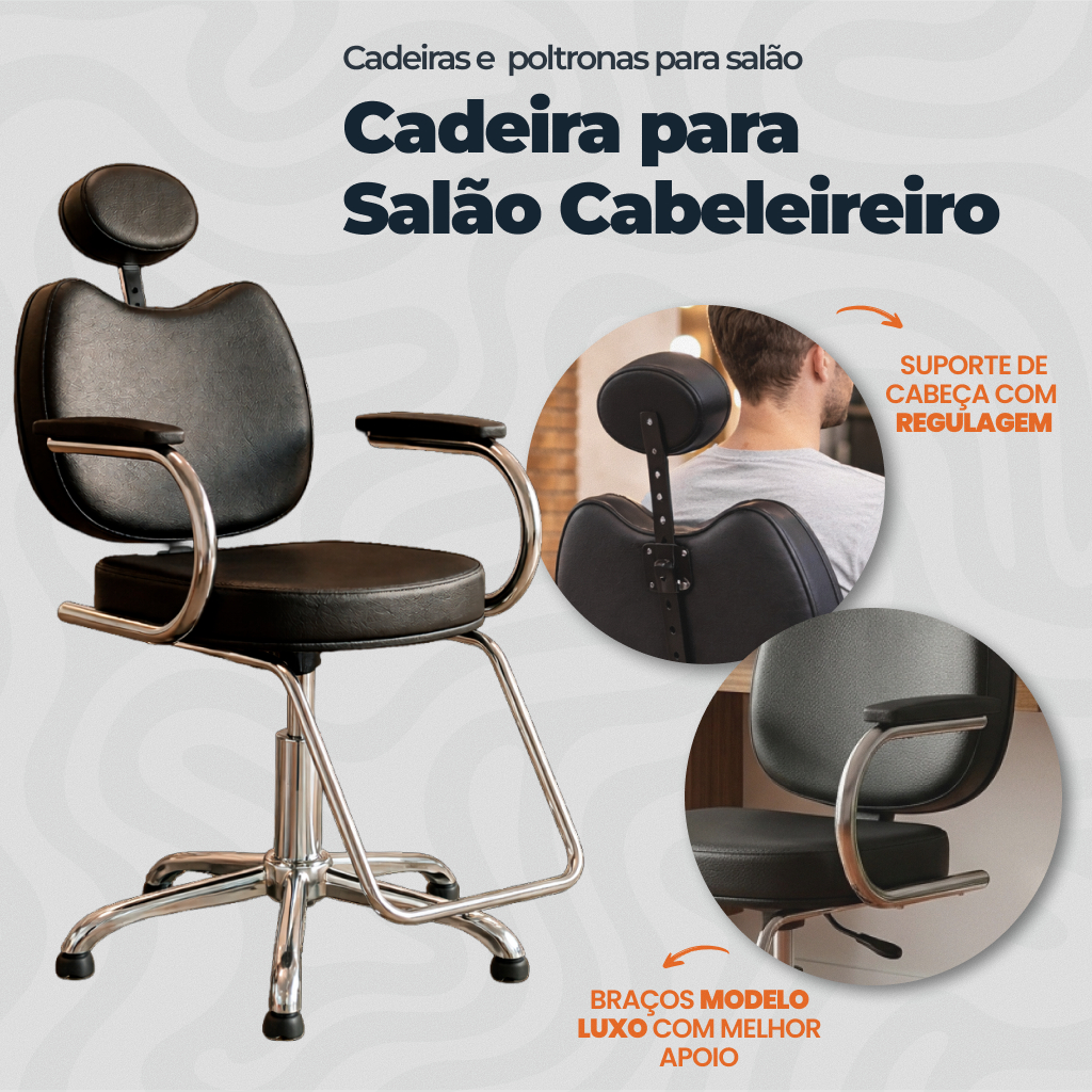 Cadeira Cabeleireiro Cadeira Para Salão Beleza Barbearia Barbeiro Maquiagem Hidráulica Fixo