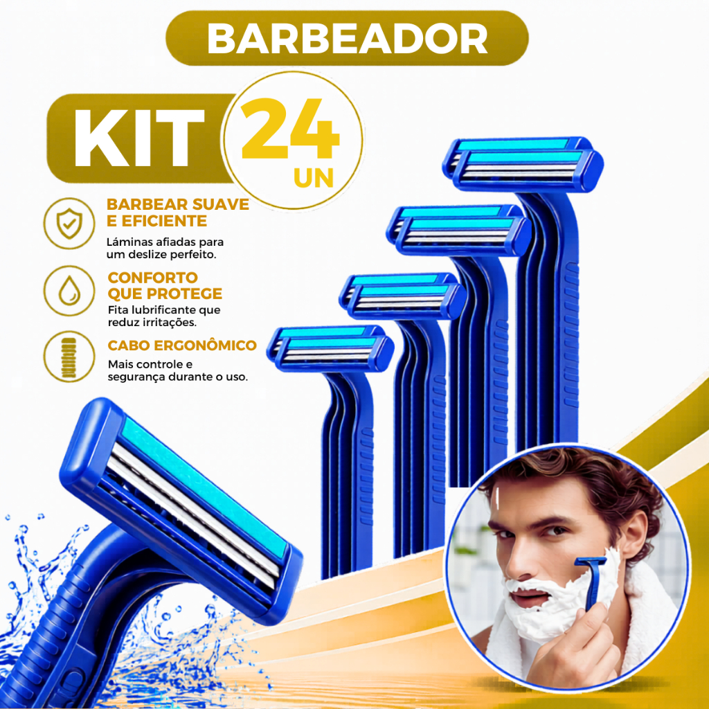 Kit Barbeador Unissex para Depilação Íntima - Lâmina Descartável com Fita Lubrificante Suave