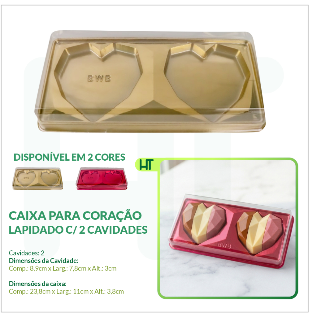 Caixa para Coração Lapidado de 200g BWB 14050 14052 Coração Fatias 200g KIT com 10~20 UNIDADES