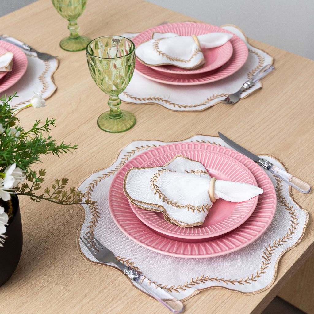 Kit Jogo Americano 4 Peças para 2 Lugares com Sousplats e Guardanapos – Mesa Posta Elegante e Sofisticada!
