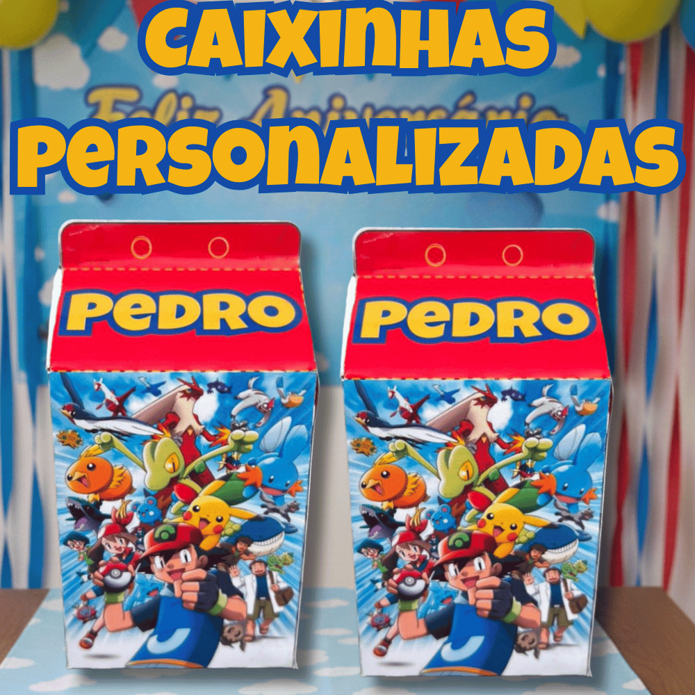 Caixinhas Para Lembrancinha Pokémon Personalizadas Com Nome e Idade Festa de Aniversário