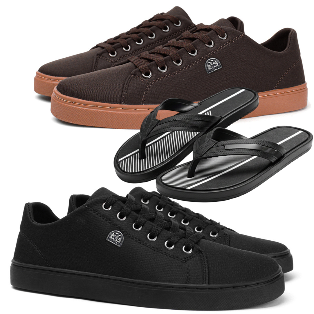 Kit 2 Sapatenis Masculino Barato Dia a dia Jogger + Relógio Digital e Chinelo - PROMOÇAO