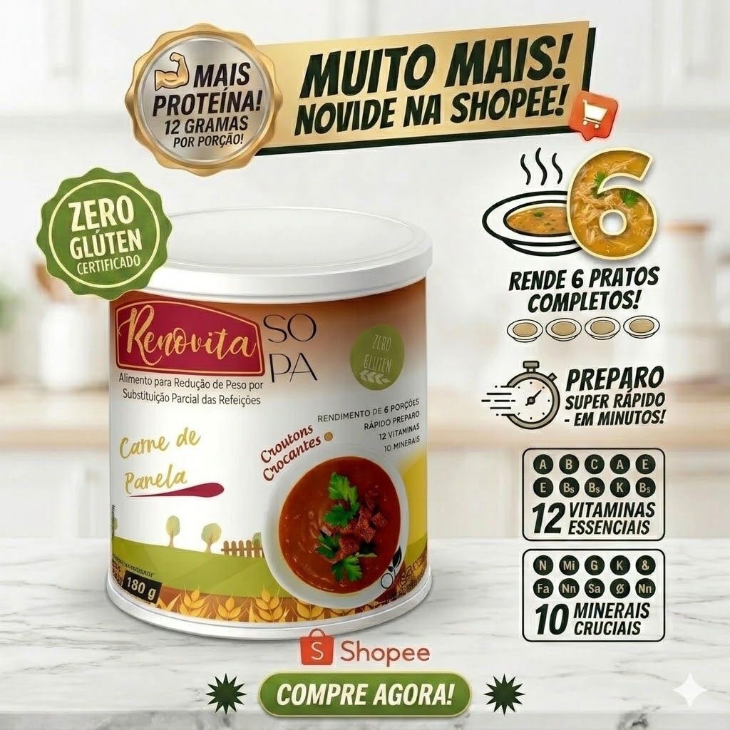 Sopa de Frango Desidratada Mix para Preparo Rápido Sabor Caseiro Prática para Refeições