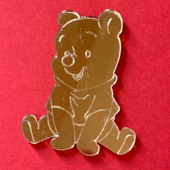 Aplique Ursinho Pooh em Acrílico Espelhado Dourado 4 CM para Lembrancinha, Personalizados Festa - Kit
