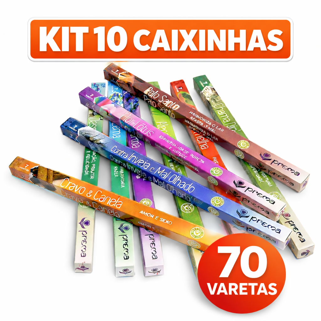 Imagem Kit 10 incenso Indiano Várias Fragrâncias 70 Varetas