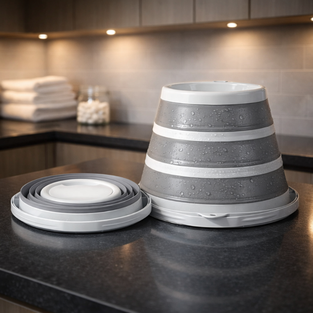 Balde Dobrável Retrátil 10Lt Silicone Plástico Camesa Flexível Prático com Alça Powermaid Camesa