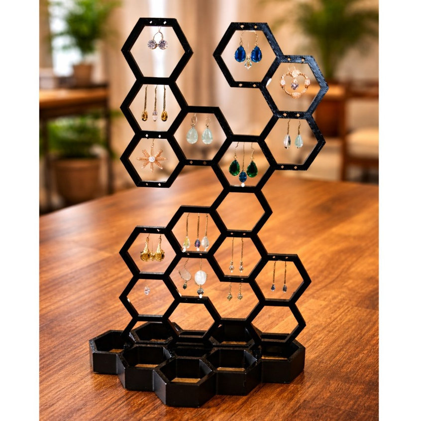Expositor de Brincos Comeia para 15 Pares Organizador Porta Brinco Joias Bijuterias