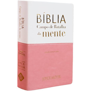 Bíblia De Estudo Campo De Batalha Da Mente - Capa Luxo Branco E Rosa