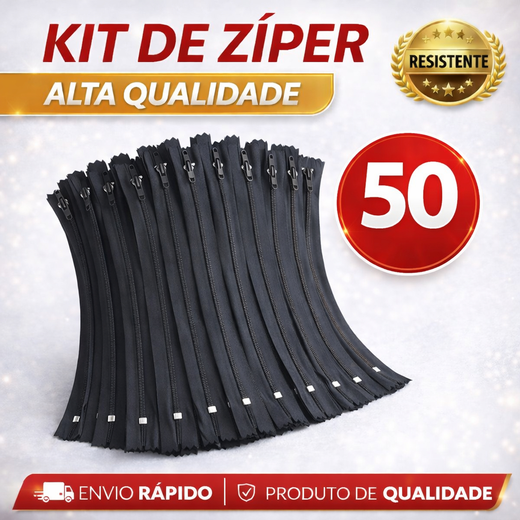 ZÍPER NYLON COMUM 15 CM PRETO N3 | 25 e 50 UNIDADES