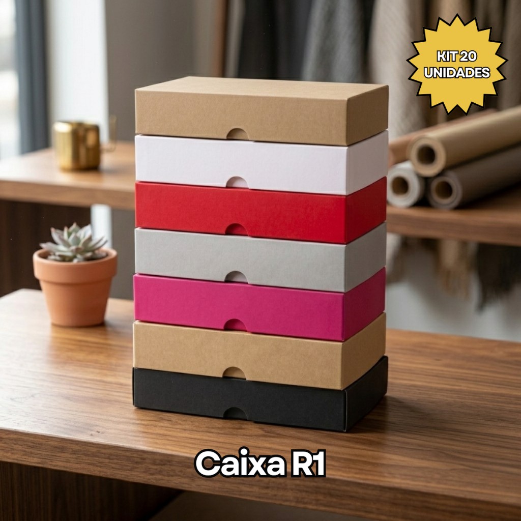 Kit 20 Caixas de Presente Cores Lisas R1 22x15,5x5 Lembrancinha Caixinha Aniversário Páscoa Festa