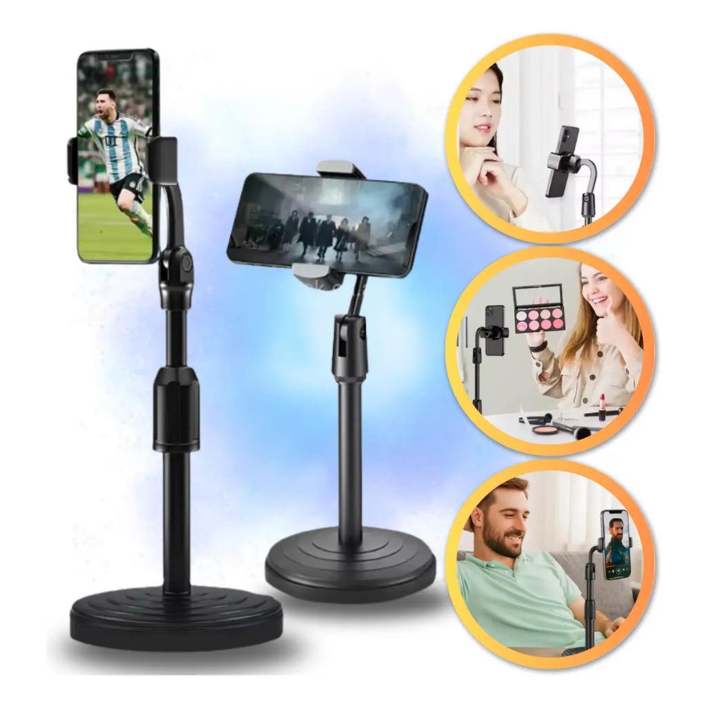 Suporte Tripé Apoiador De Celular Mesa Selfie Regulagem 360° Firme Resistente