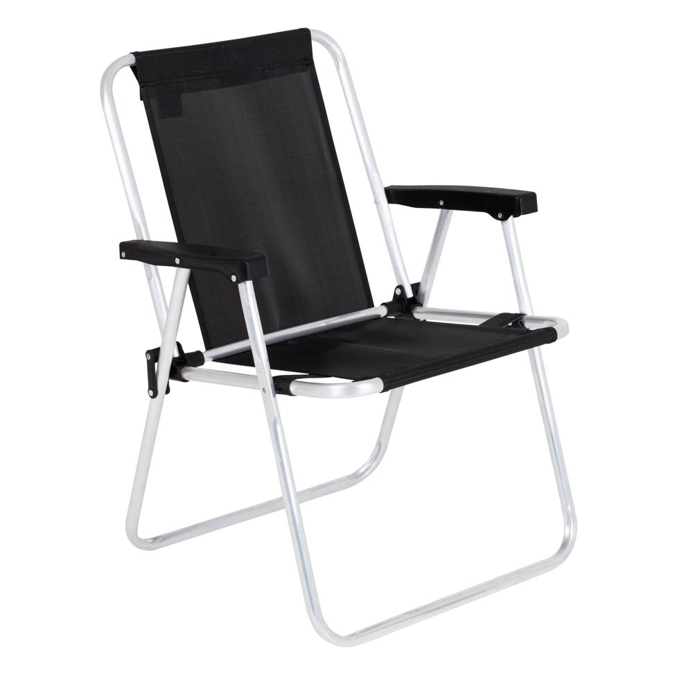 Cadeira Praia Mor Piscina Praia Cor Preta Aluminio