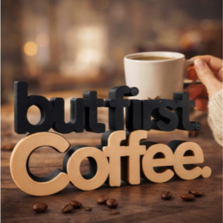 Placa Decorativa “But First Coffee” – Ideal para Cantinho do Café em Oferta na Shopee