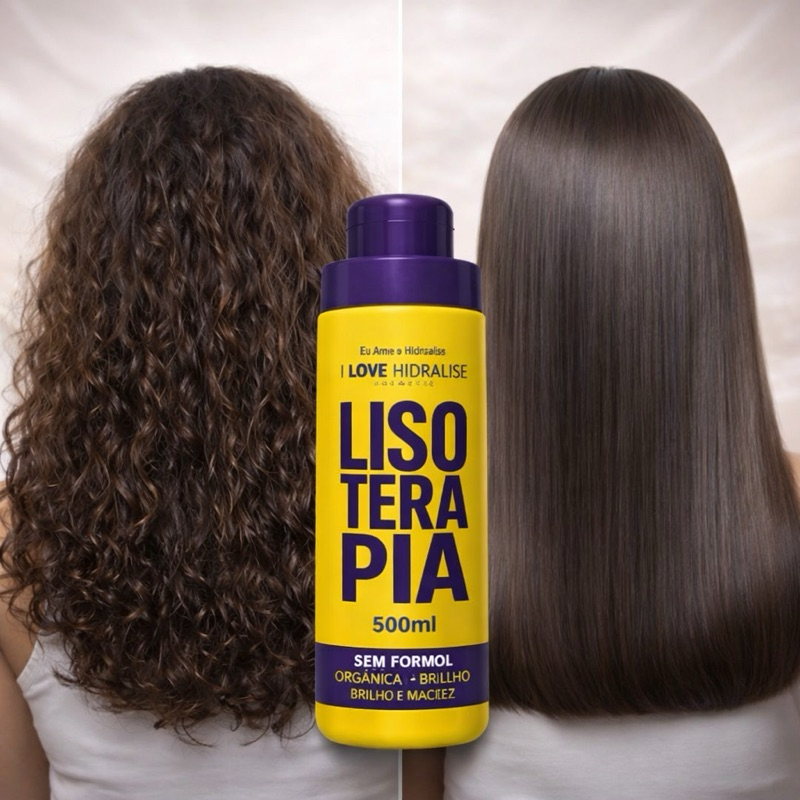 Progressiva Sem Formol 500ml Orgânica Liso Terapia Hidralise Alisamento Capilar Selagem Brilho Intenso Maciez